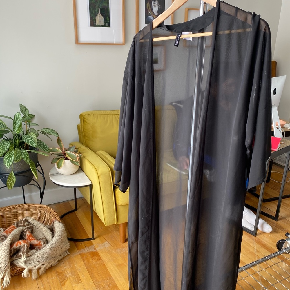 Long Black Sheer Robe